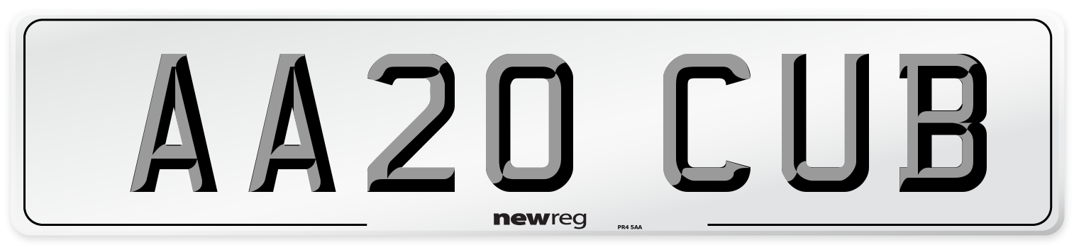 AA20 CUB Number Plate from New Reg